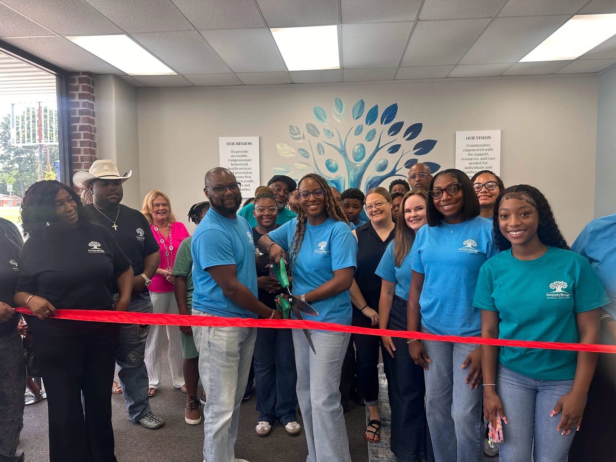 Community members at the SerenityBridge ribbon cutting